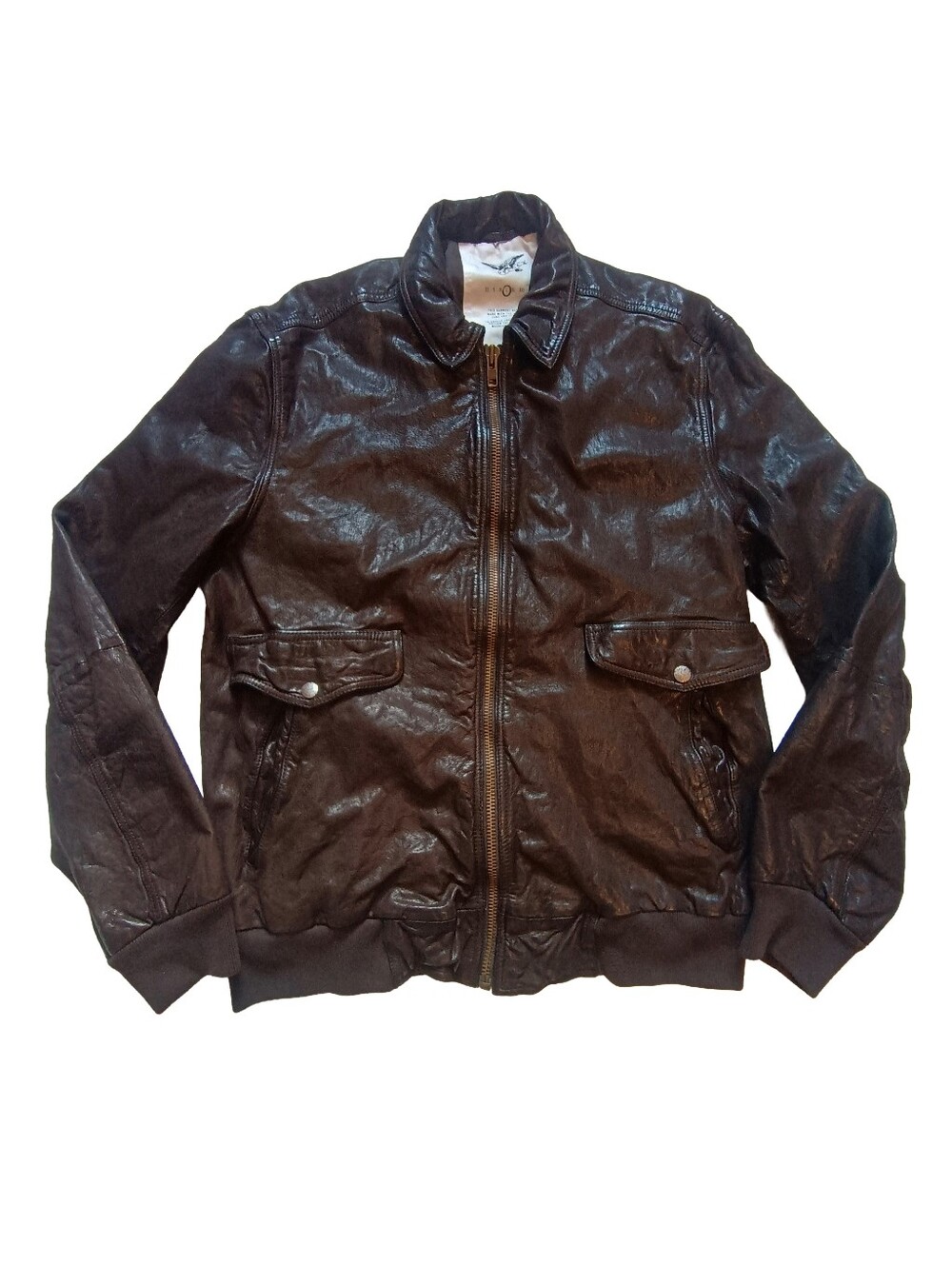 French Connection FCUK Men’s Bomber Leather Jacket Size: L